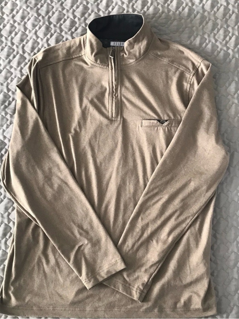 Men's Quarter-Zip Mock Neck Sweater - Tan